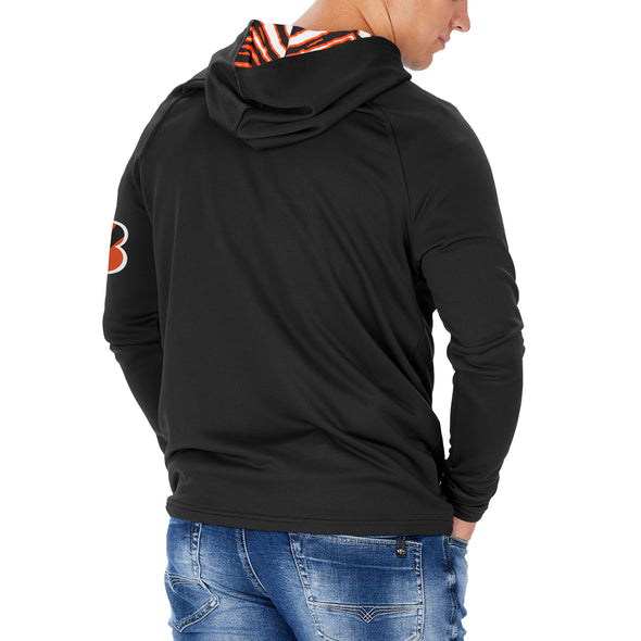 Zubaz NFL Men's Light Weight Team Color Hoodie With 3 Tone Zebra Lined Hood, Great Play Logo, Cincinnati Bengals