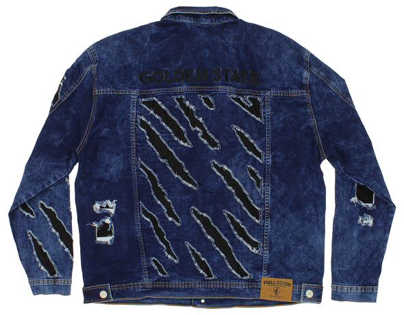 FISLL NBA Men's Golden State Warriors Ice Denim With Animal Print Claw Marks