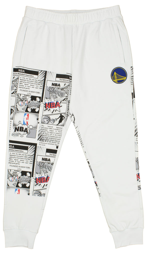 FISLL NBA Men's Golden State Warriors Comic Book Jogger, White