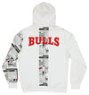 FISLL NBA Men's Chicago Bulls Comic Book Newspaper Print Hoodie, White