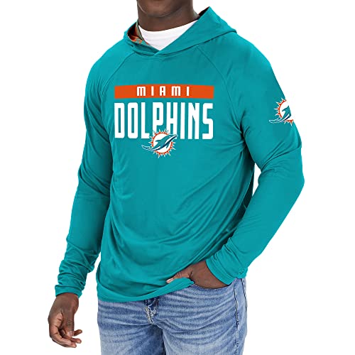 Zubaz NFL Men's Miami Dolphins Solid Team Hoodie With Camo Lined
