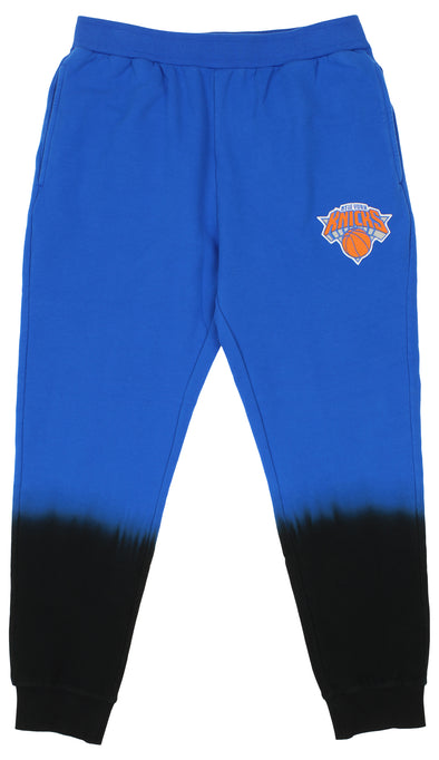 FISLL NBA Men's New York Knicks Black Dipdye Jogger, Royal Blue