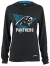 Zubaz NFL Women's Light Weight Team Color Hoodie 2 Tone Zebra Liner, Retro 3 Point Logo, Carolina Panthers