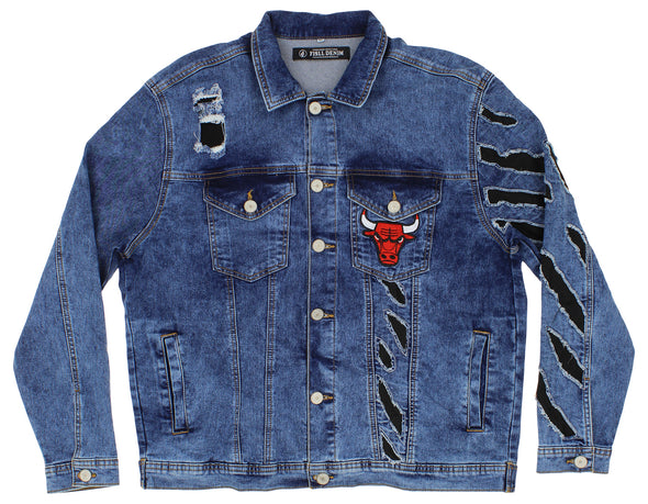 FISLL NBA Men's Chicago Bulls Ice Denim With Animal Print Claw Marks