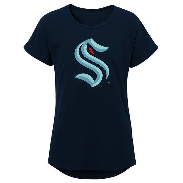 Outerstuff NHL Youth Girls Seattle Kraken Pulse Short Sleeve Dolman T-Shirt