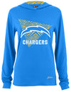 Zubaz NFL Women's Light Weight Team Color Hoodie 2 Tone Zebra Liner, Retro 3 Point Logo, LA Chargers