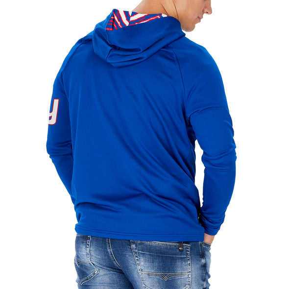 Zubaz NFL Men's Light Weight Team Color Hoodie With 3 Tone Zebra Lined Hood, Great Play Logo, New York Giants