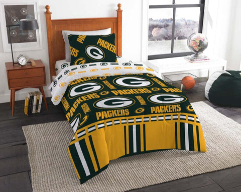 Northwest NFL Green Bay Packers Rotary Twin Bed in Bag Set