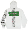 FISLL NBA Men's Boston Celtics Comic Book Newspaper Print Hoodie, White