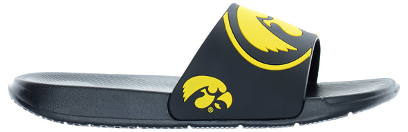 FOCO NCAA Men's Iowa Hawkeyes Cropped Big Logo Raised Slides