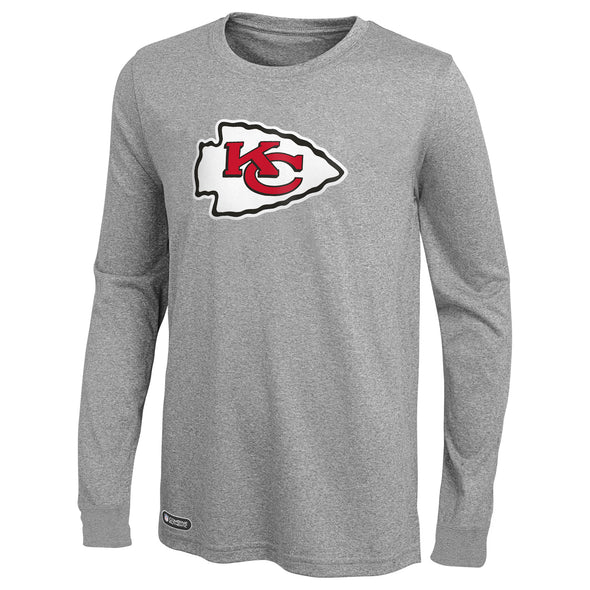 Outerstuff NFL Men's Kansas City Chiefs Primary Stadium Long Sleeve Tee, Grey