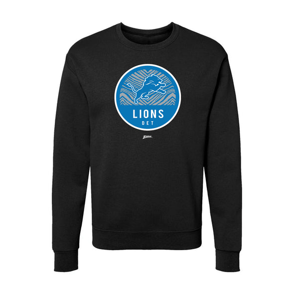 Zubaz NFL Detroit Lions Unisex Adult Men's & Women's Pullover Fleece Crew Neck Sweatshirt, Z2C Dime Back, Black