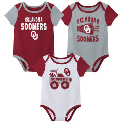 Outerstuff NCAA Infant Unisex Oklahoma Sooners Variety 3-Pack Bodysuit Set