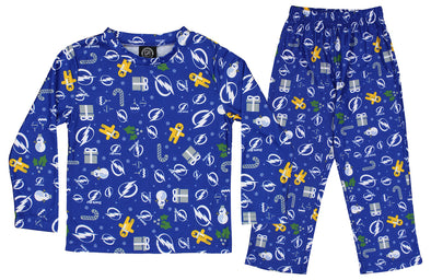 Outerstuff NHL Men's Tampa Bay Lightning Holiday Crew Neck Pajama Set