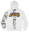 FISLL NBA Men's Los Angeles Lakers Comic Book Newspaper Print Hoodie, White