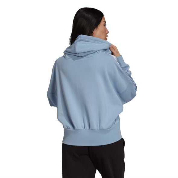 Adidas Women's Adicolor Classics Sating Tape Cropped Hoodie, Ambient Sky