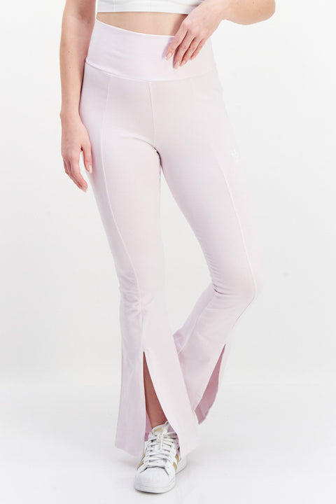 Adidas Originals Women's Flared Fit High Waisted Tights with Front Slit, Almost Pink