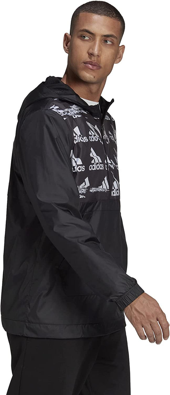 Adidas Men's Essentials Brandlove Woven Windbreaker, Black