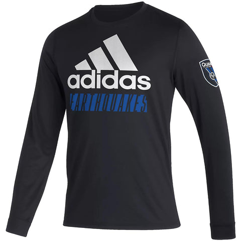 adidas MLS Men's San Jose Earthquakes Black Vintage AEROREADY Long Sleeve T-Shirt