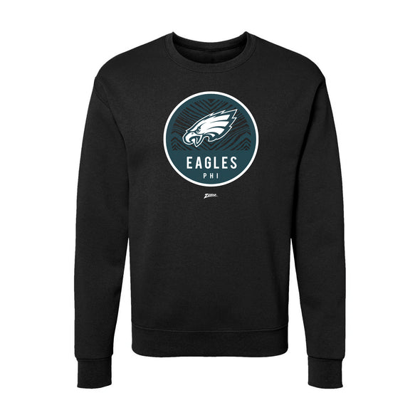 Zubaz NFL Philadelphia Eagles Unisex Adult Men's & Women's Pullover Fleece Crew Neck Sweatshirt, Z2C Dime Back, Black