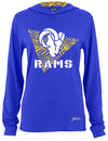 Zubaz NFL Women's Light Weight Team Color Hoodie 2 Tone Zebra Liner, Retro 3 Point Logo, LA Rams