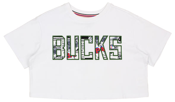FISLL NBA Milwaukee Bucks Women's Comic Book Crop Tee Shirt