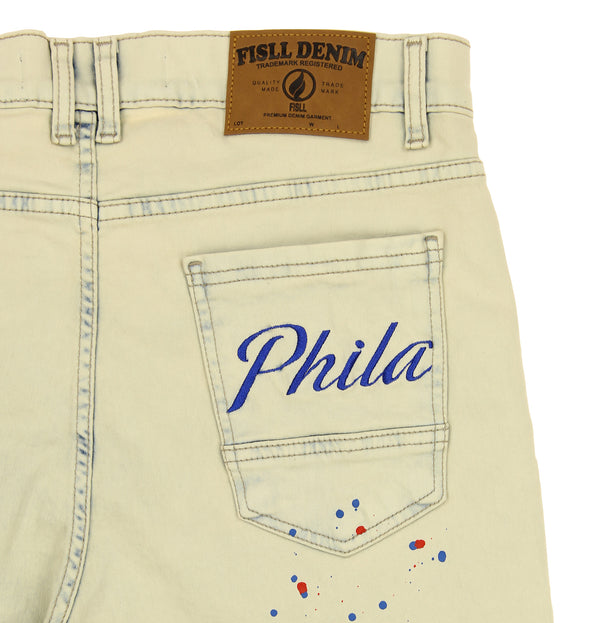 FISLL NBA Men's Philadelphia 76ers Distressed Denim Jeans