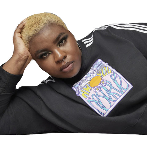 Adidas Women's Always Original Cropped Oversized Round Neck Sweatshirt, Plus Size