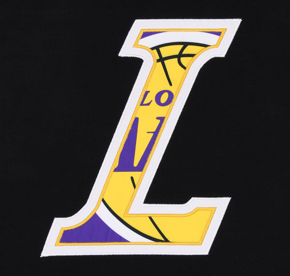 FISLL NBA Men's Los Angeles Lakers Oversized Print Applique Striped Hoodie, Black