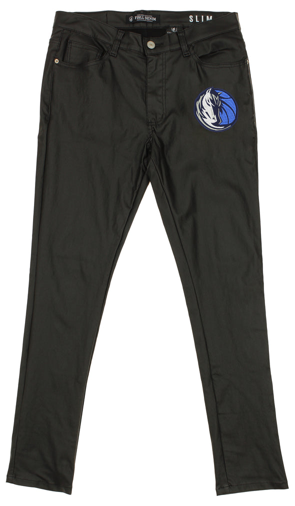 FISLL NBA Men's Dallas Mavericks Waxed Jeans, Black