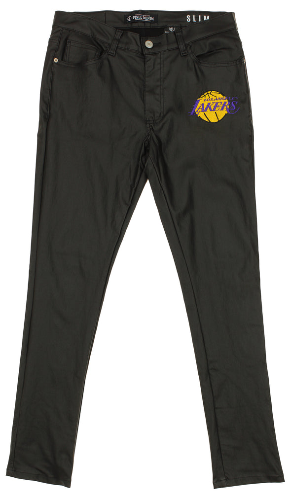 FISLL NBA Men's Los Angeles Lakers Waxed Jeans, Black