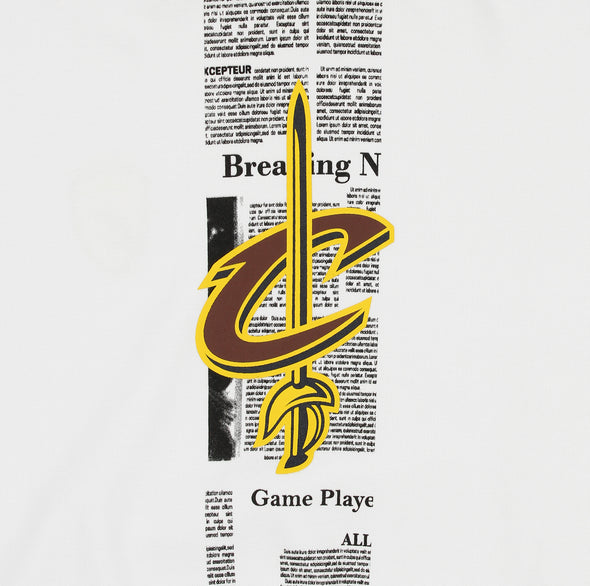 FISLL NBA Men's Cleveland Cavaliers Breaking News Newspaper Print Hoodie, White