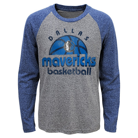 Outerstuff NBA Youth Boys Dallas Mavericks Retro Baller Long Sleeve Raglan Tee