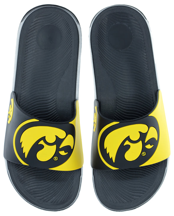 FOCO NCAA Men's Iowa Hawkeyes Cropped Big Logo Raised Slides