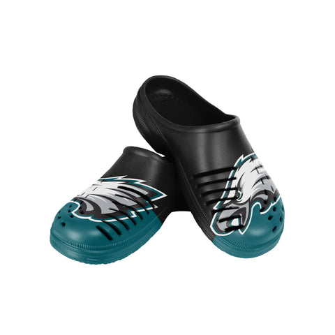 FOCO NFL Men's Philadelphia Eagles 2023 Colorblock Big Logo Clogs