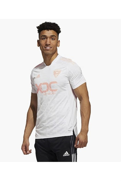 Adidas Men's MLS D.C. UNITED Condivo 21 Short Sleeve Soccer Jersey, White/Glow Pink