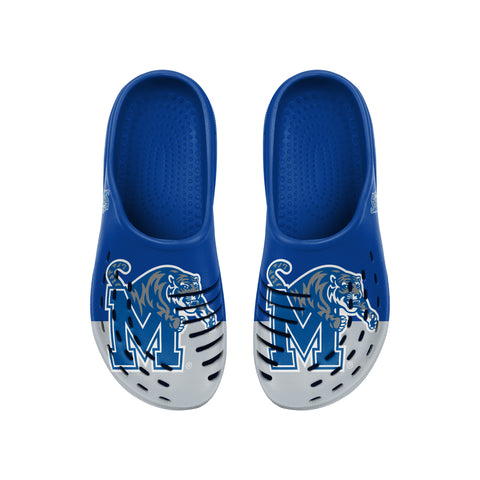 FOCO NCAA Men's Memphis Tigers 2023 Colorblock Big Logo Clogs