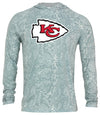 Zubaz NFL Men's Light Weight All Over Post Gray Tonal Hoodie, With Primary Logo, Kansas City Chiefs