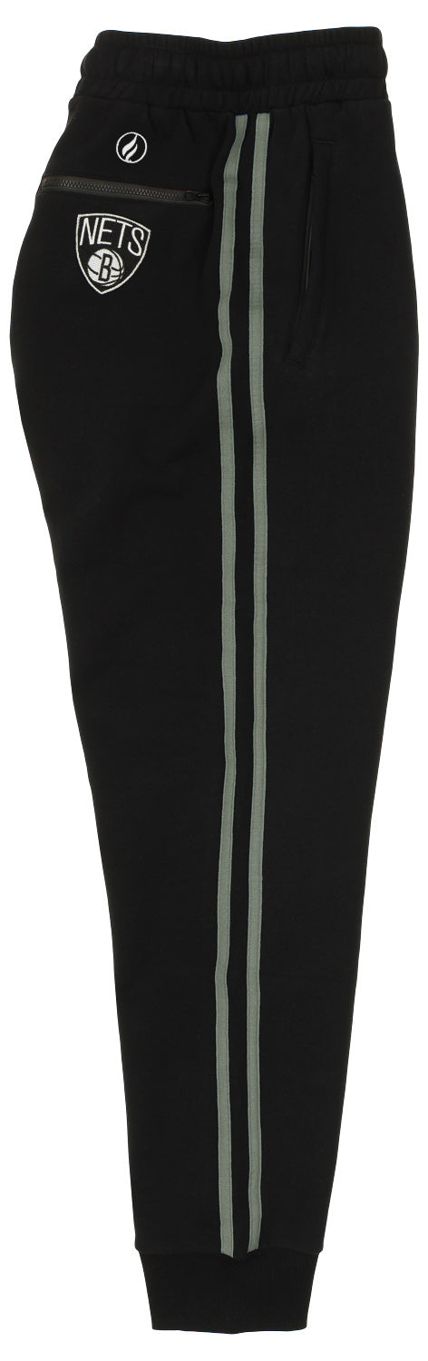 FISLL NBA Men's Brooklyn Nets Striped Detail Jogger, Black