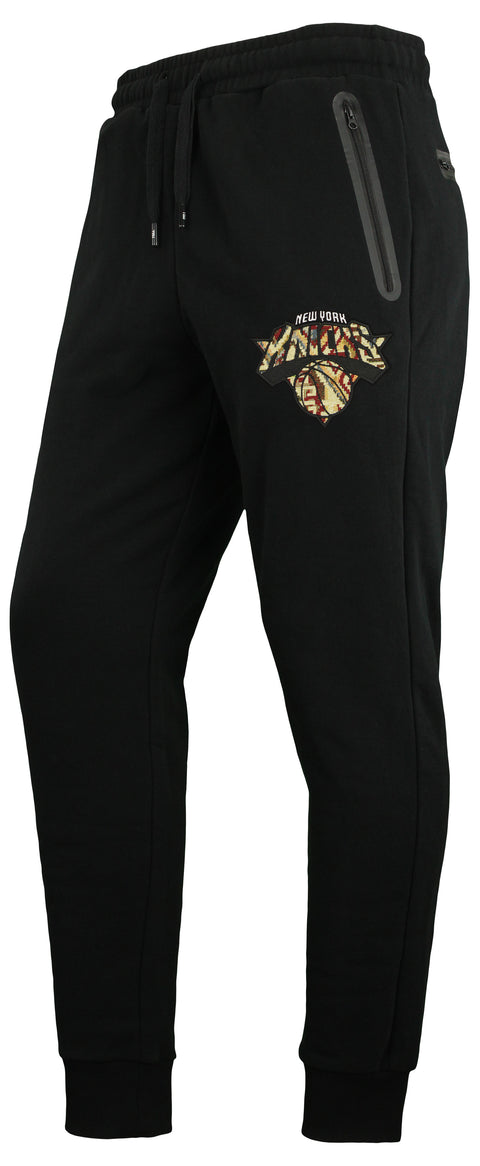 FISLL NBA Men's New York Knicks Moroccan Detail Jogger, Black