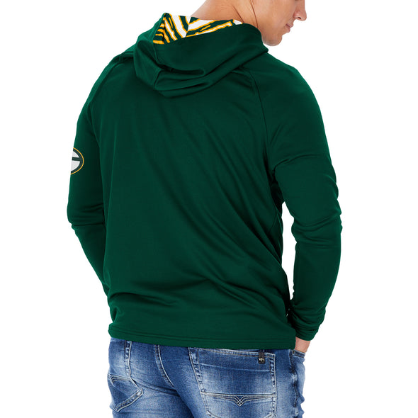 Zubaz NFL Men's Light Weight Team Color Hoodie With 3 Tone Zebra Lined Hood, Great Play Logo, Green Bay Packers