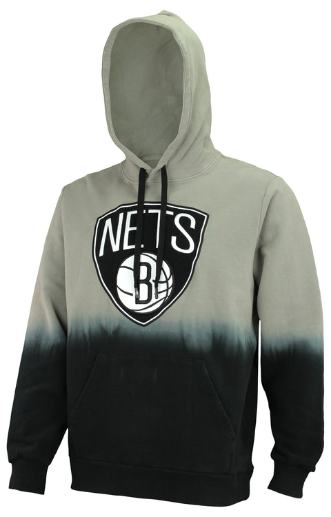 FISLL NBA Men's Brooklyn Nets Black Dipdye Hoodie, Gray