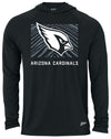 Zubaz NFL Men's Light Weight Black Body Hoodie, Gray Tunnel Logo, Arizona Cardinals