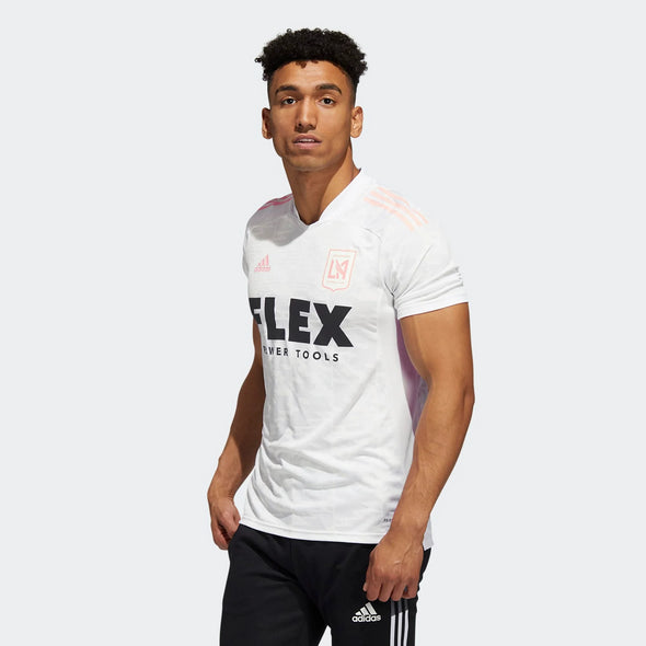 Adidas MLS Men's Los Angeles FC Condivo 21 Soccer Jersey, White/Glow Pink