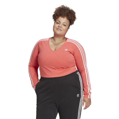 Adidas Women's Plus Size Adicolor Classics Crop Long Sleeve Tee, Semi Turbo