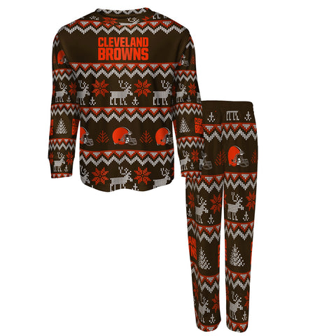 Outerstuff NFL Youth Boys Cleveland Browns Winter Pajamas Top & Bottom Set