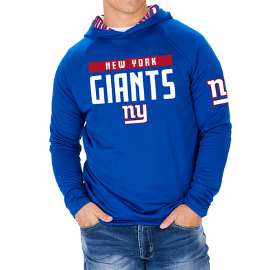 Zubaz NFL Men's Light Weight Team Color Hoodie With 3 Tone Zebra Lined Hood, Great Play Logo, New York Giants