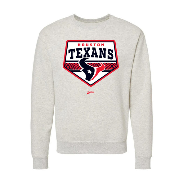 Zubaz NFL Houston Texans Unisex Adult Men's & Women's Pullover Fleece Crew Neck Sweatshirt, Z2C Chip Shot, Oatmeal Heather