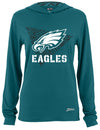 Zubaz NFL Women's Light Weight Team Color Hoodie 2 Tone Zebra Liner, Retro 3 Point Logo, Philadelphia Eagles