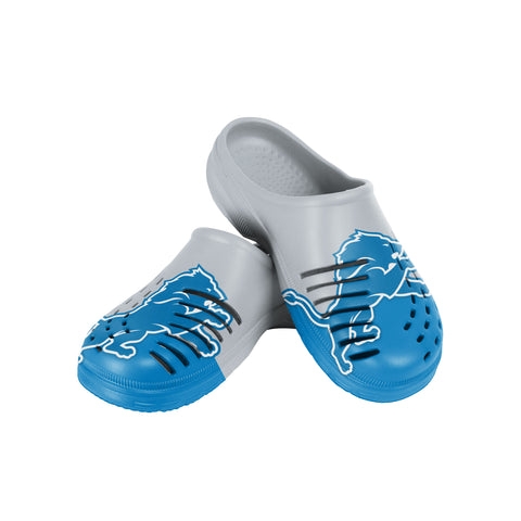FOCO NFL Men's Detroit Lions 2023 Colorblock Big Logo Clogs